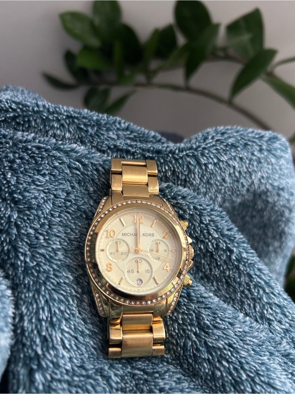 Michael Kors Gold-Tone Women’s Chronograph Watch with Crystal Accents